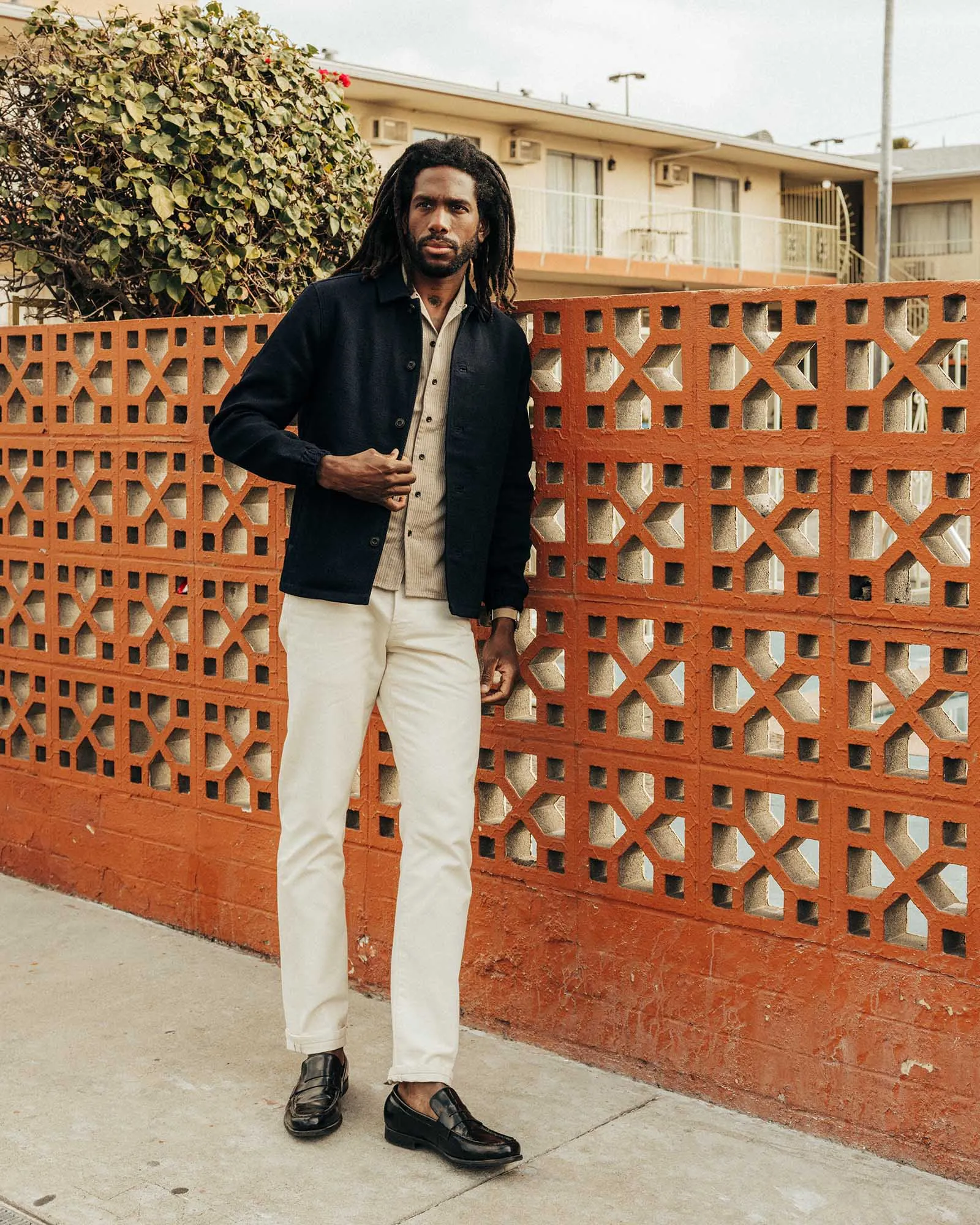 The Crew Jacket in Rinsed Indigo Sashiko Soft Shell