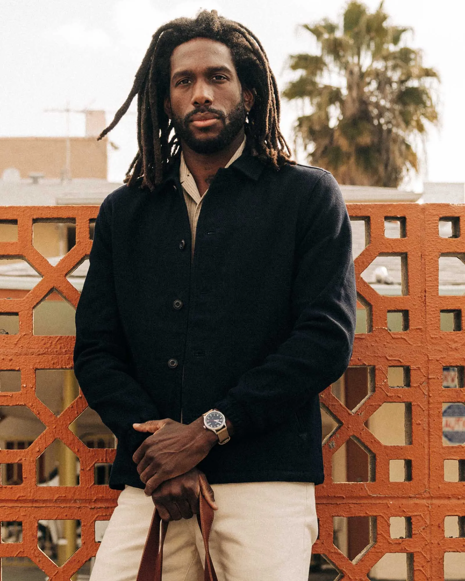 The Crew Jacket in Rinsed Indigo Sashiko Sleek Layer Look