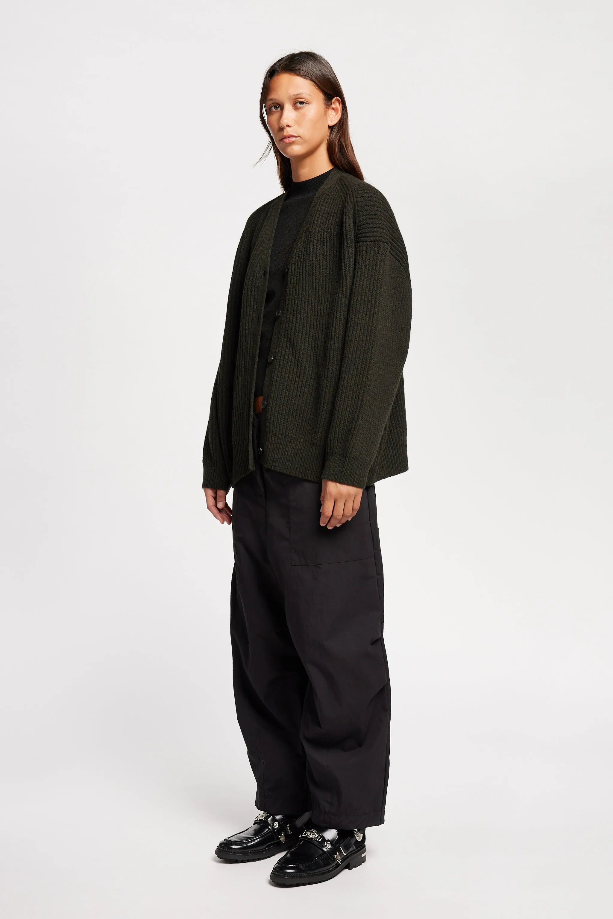 Seam Free Edges Cold Daywear Pause Ribbed Cardigan Darkest Green
