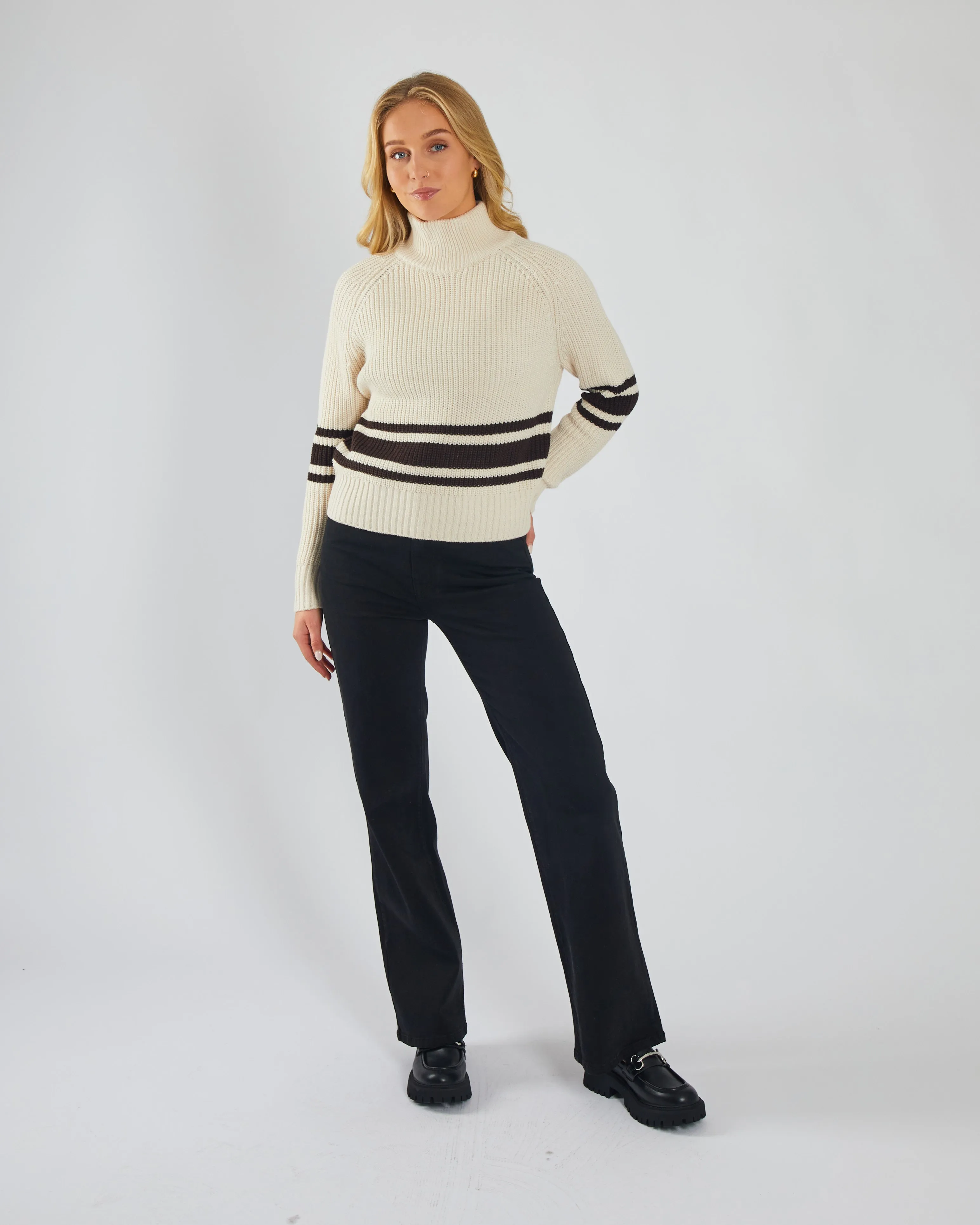 Millie Knit Stone White Sweater Knit Soft Texture