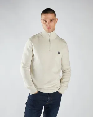 Pete Half Zip Crumb Marl Layered Knit Structure Ribbed Hem Detail