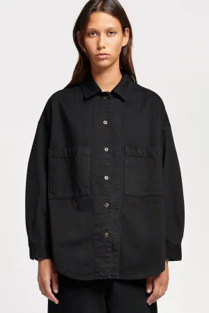 Lightweight Layer Region Denim Shirt Black