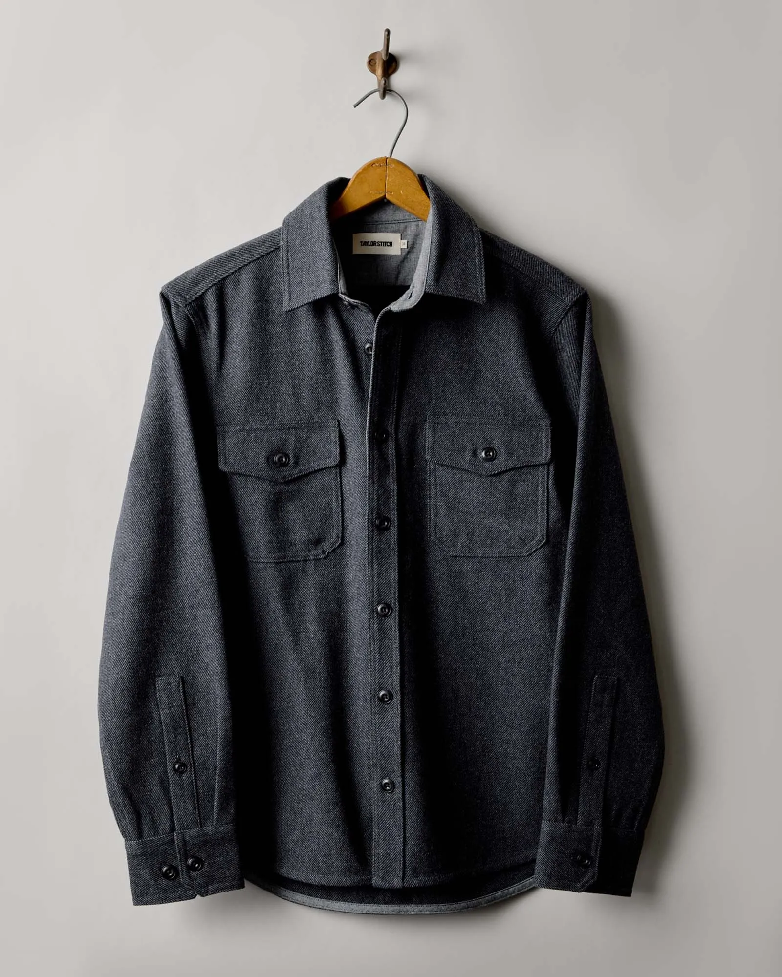 The CPO Shirt in Heather Slate Twill Eco Friendly Coatings