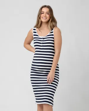 stripes snap closure Lee Button Down Rib Dress  Navy / White