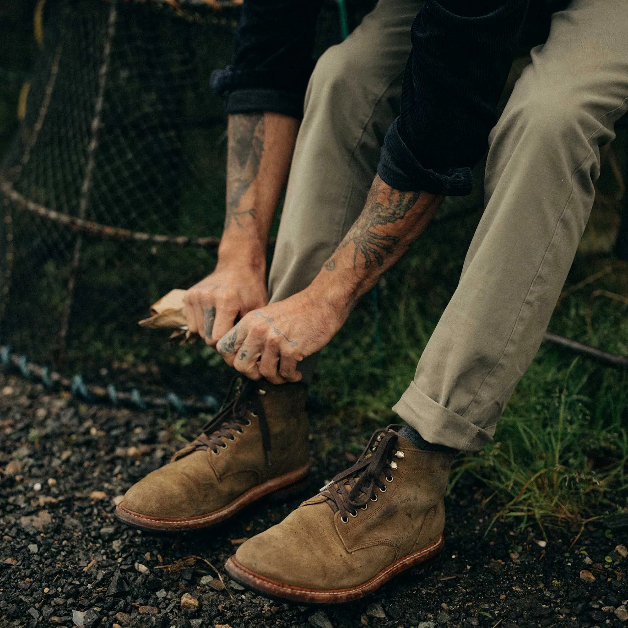 The Slim Foundation Pant in Organic Smoked Olive ElasticWaist