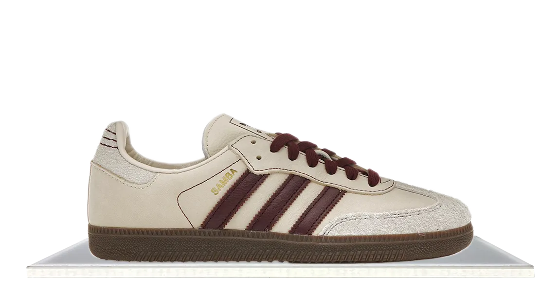 Adidas Samba Wonder White Maroon Walking Sole Mid Top Design