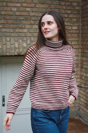 Neutral palette AntiStatic Yarn Stripe Overload Turtleneck