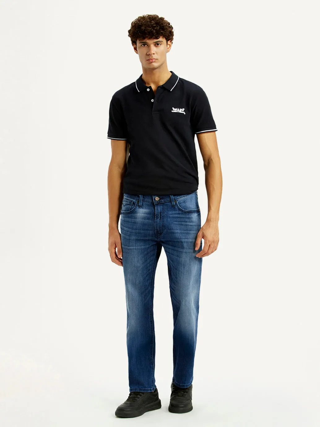 Men's 541 Blue Regular Tapered Fit Mid Rise Jeans Lightweight Denim Beach Day Holiday Vibes