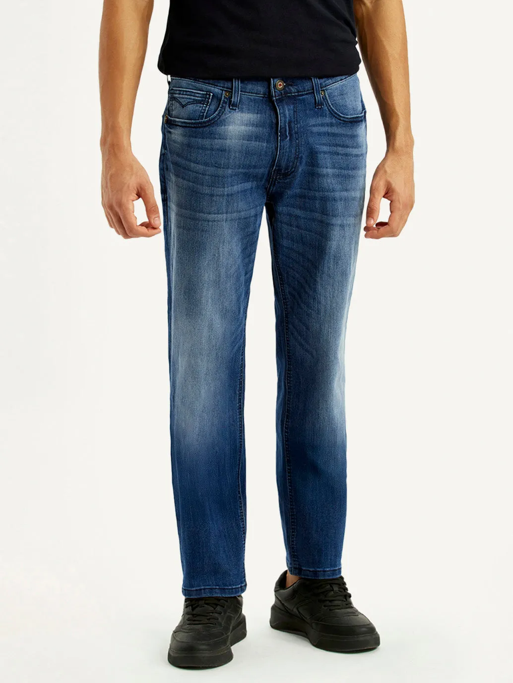 Versatile Relaxed Style Men's 541 Blue Regular Tapered Fit Mid Rise Jeans