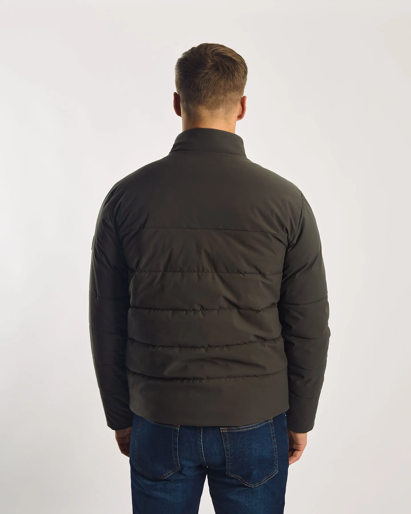 Flexible Shoulder Gussets Heat Tech Fabric Saul Jacket Peat Moss