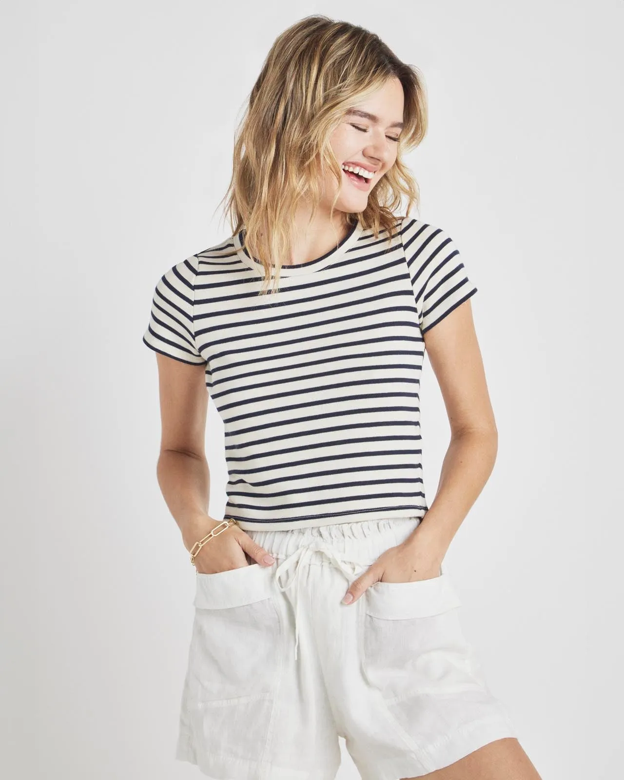 VintageWash Summer Fashion Whitney Stripe Tee
