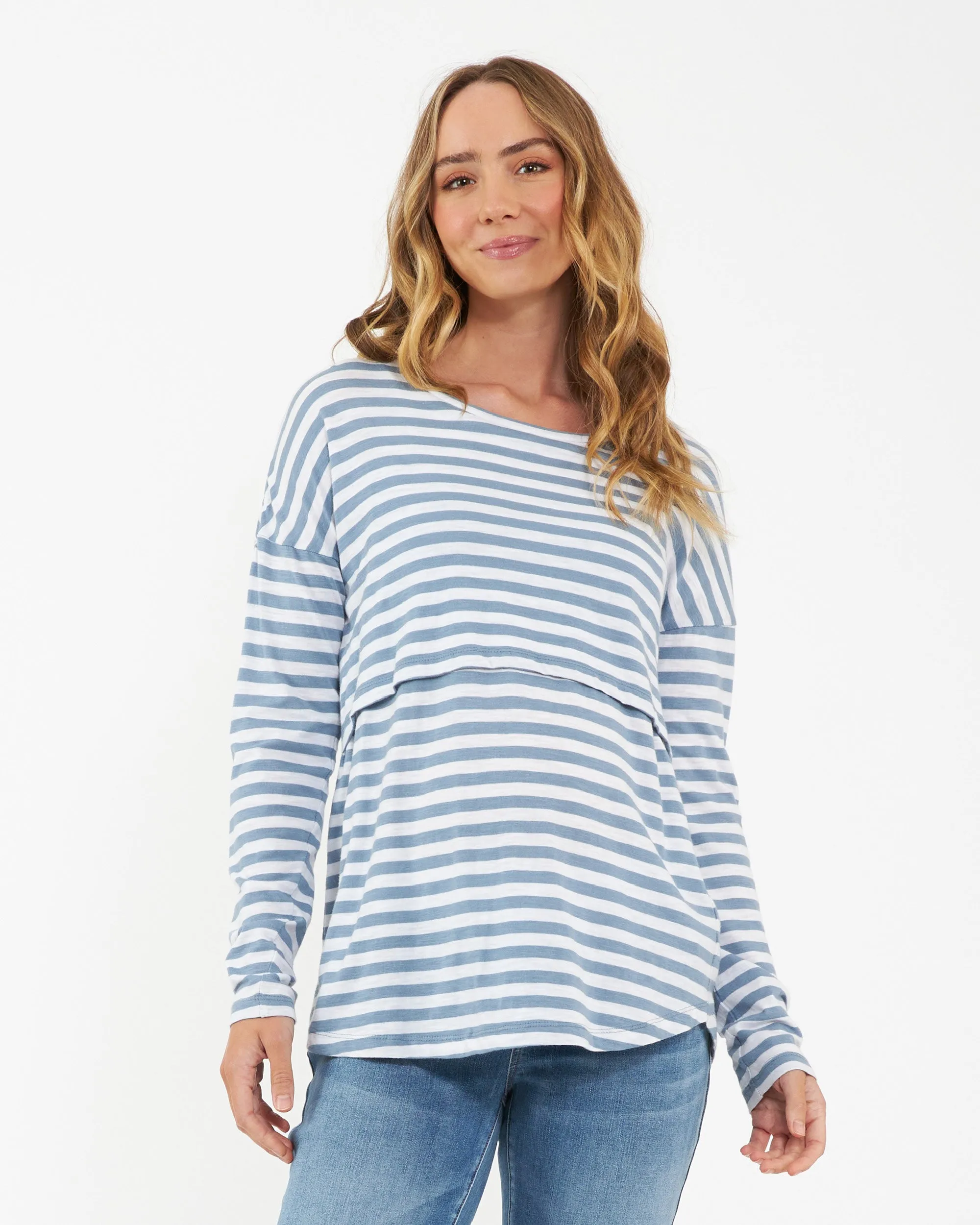 footless design Lionel Long Sleeve Nursing Tee Petrol / White