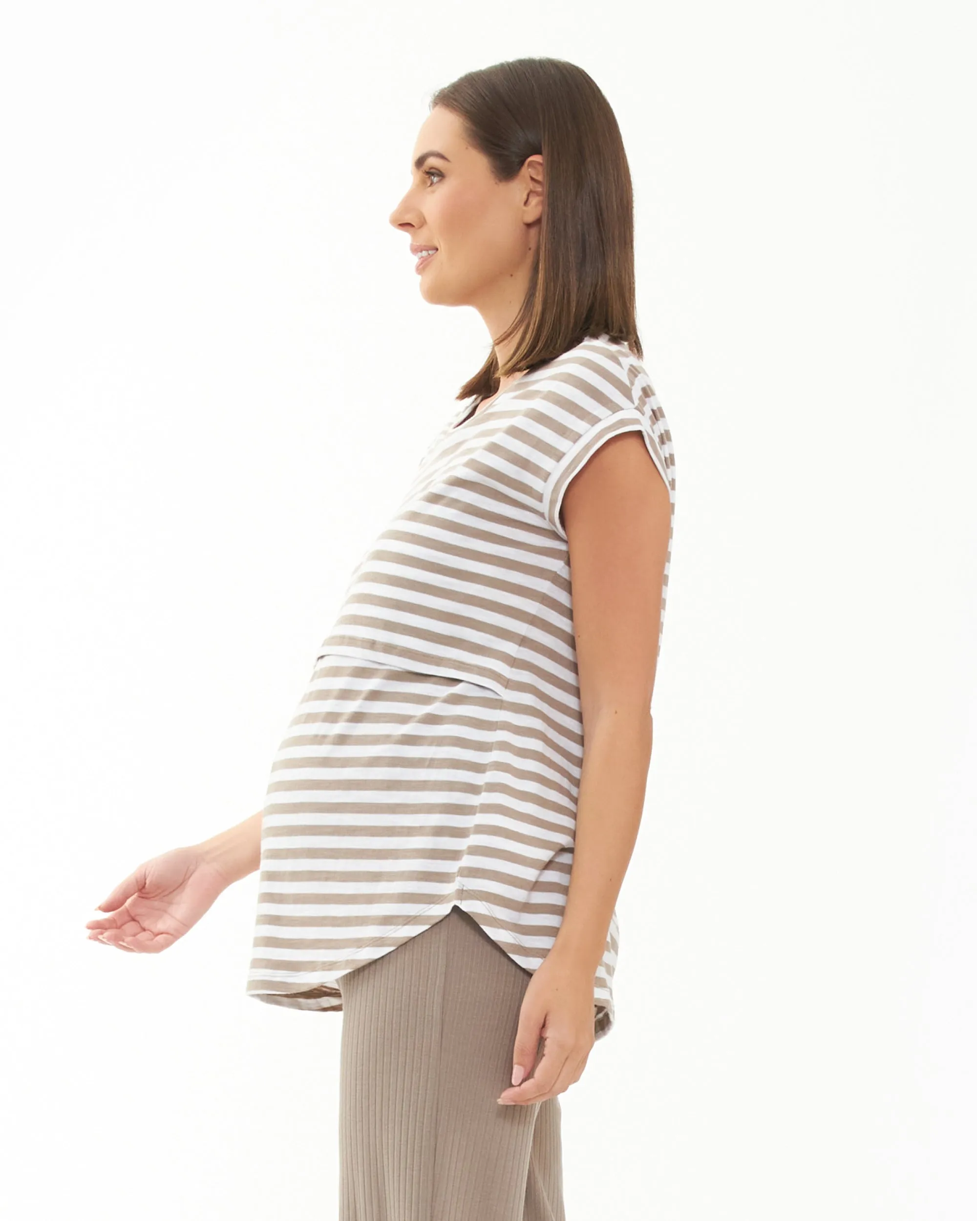 second trimester Lionel Nursing Tee Taupe / White