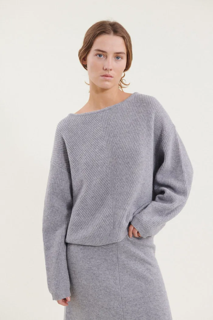 Lise Scoop Neck - Light Grey Mel. Unstructured Fit