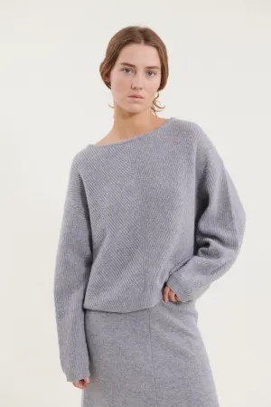 Lise Scoop Neck - Light Grey Mel. Unstructured Fit