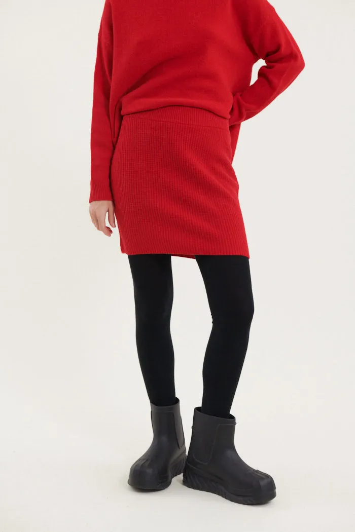 Lise Short Skirt - High Risk Red Multi Layer Weaving