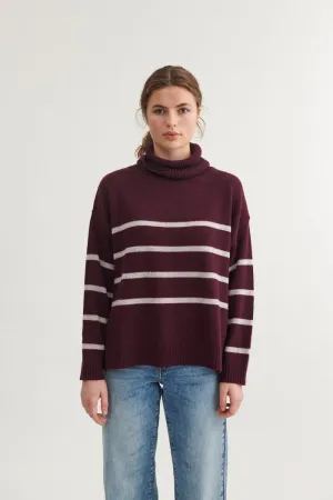 Under Layer Butter Soft Yarn Lise Striped T-Neck - Port Royale