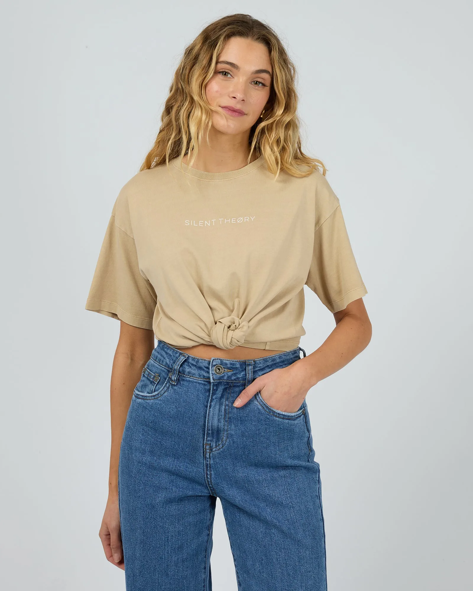 Logo Tee Oatmeal Tear Resistant Retro