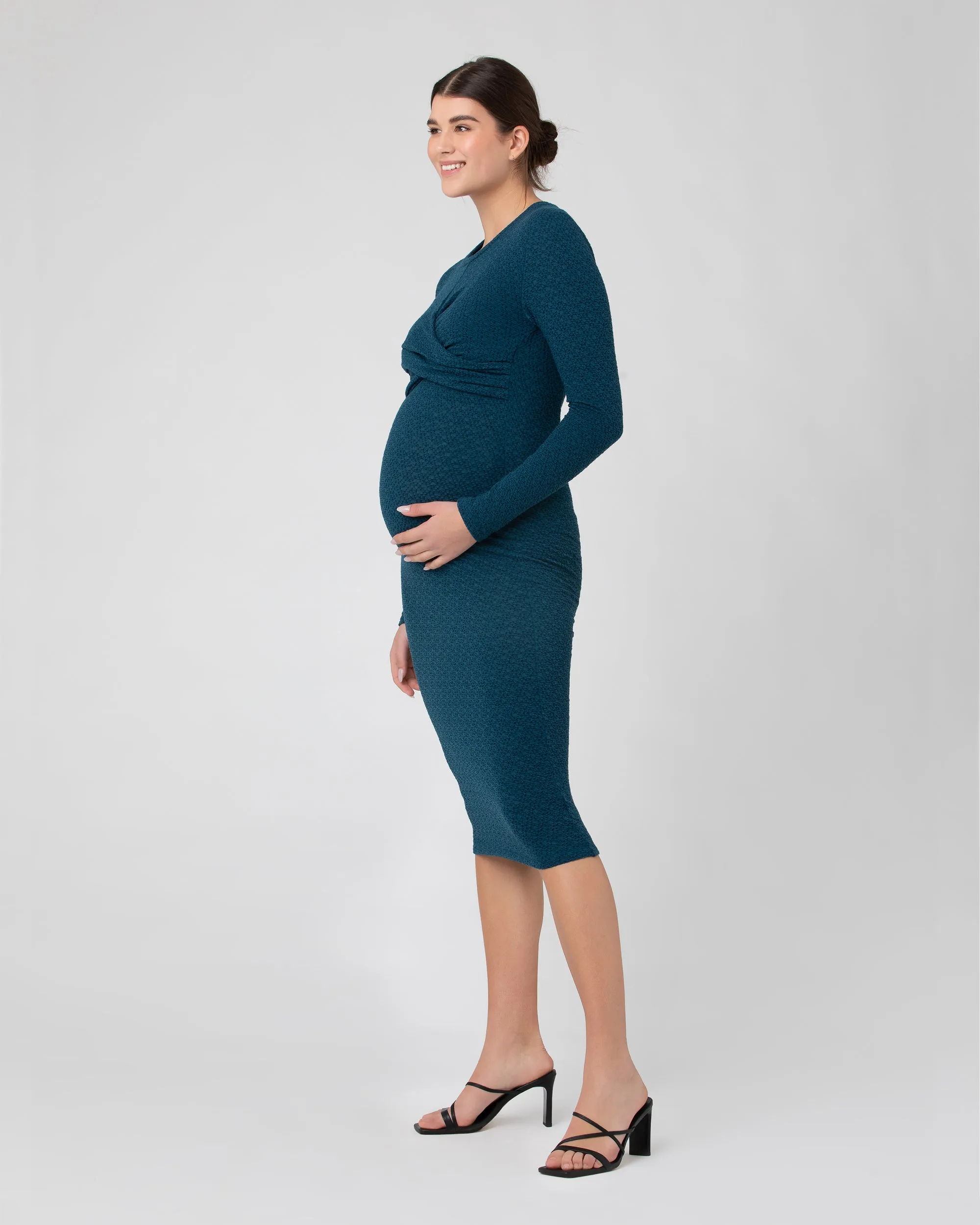 Lola Cross Front Nursing Dress Peacock newborn ready