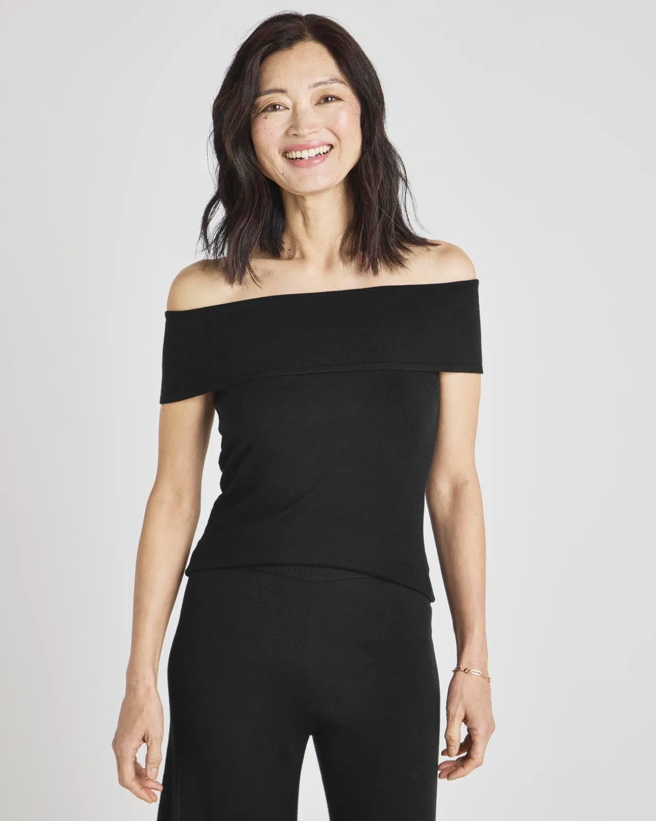 LoopKnit LYR Off-Shoulder Top Microfiber texture