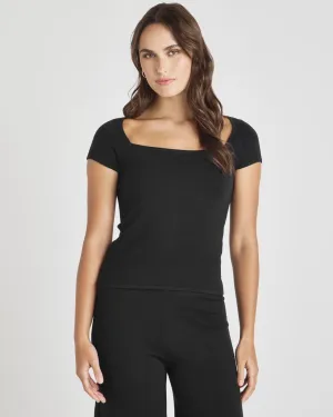 LoopKnit LYR Square Neck Top Pocket Design Abstract print