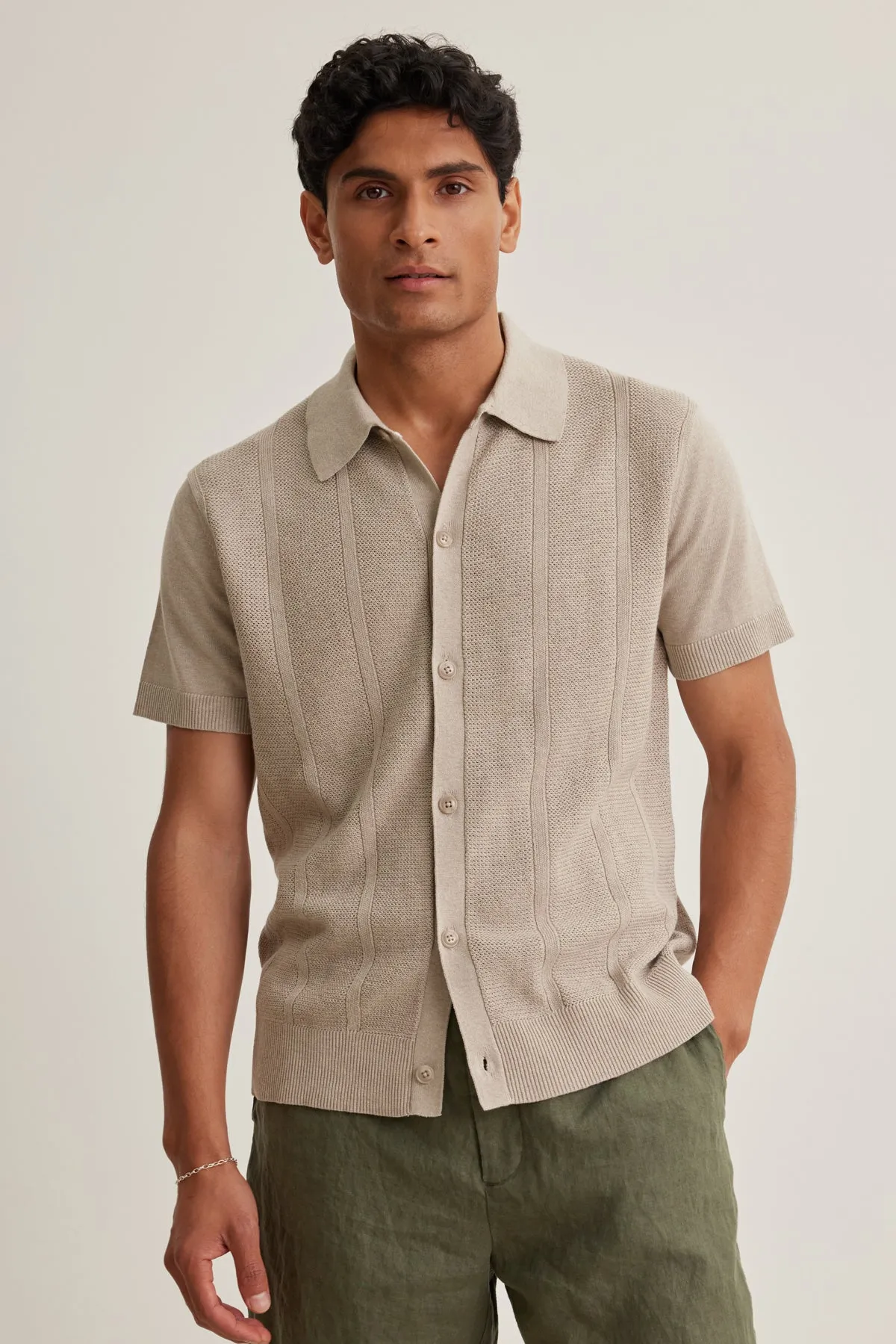 Compression Fit Soft Microfiber Surface LORENZO COTTON LINEN SWEATER POLO