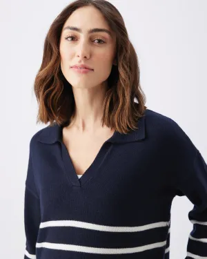 hospital friendly easy change Lori Nursing Knit  Navy / White