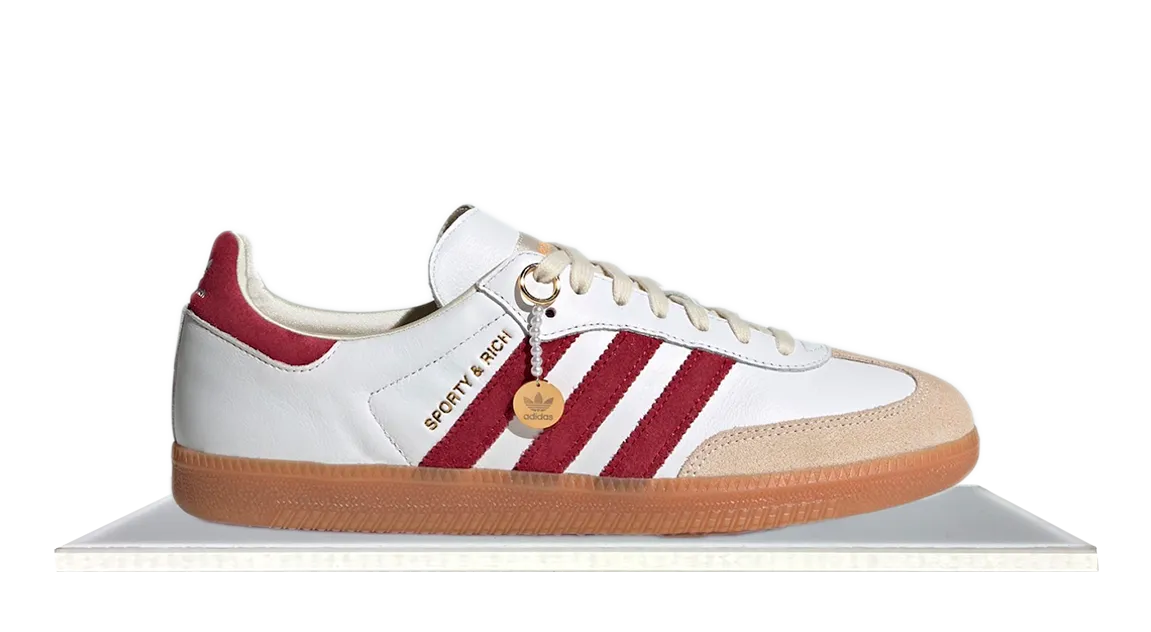 Premium Suede Material Adidas Samba x Sporty & Rich Collegiate Burgundy