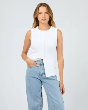 Button Up Tank White Breathable Stretch Fit Sporty Flex