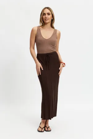 Lulu Column Knit Midi Skirt - Chocolate sleepwear for mom
