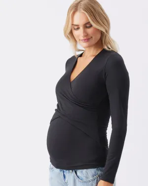 Luxe Knit Embrace Nursing Top Black Odor control