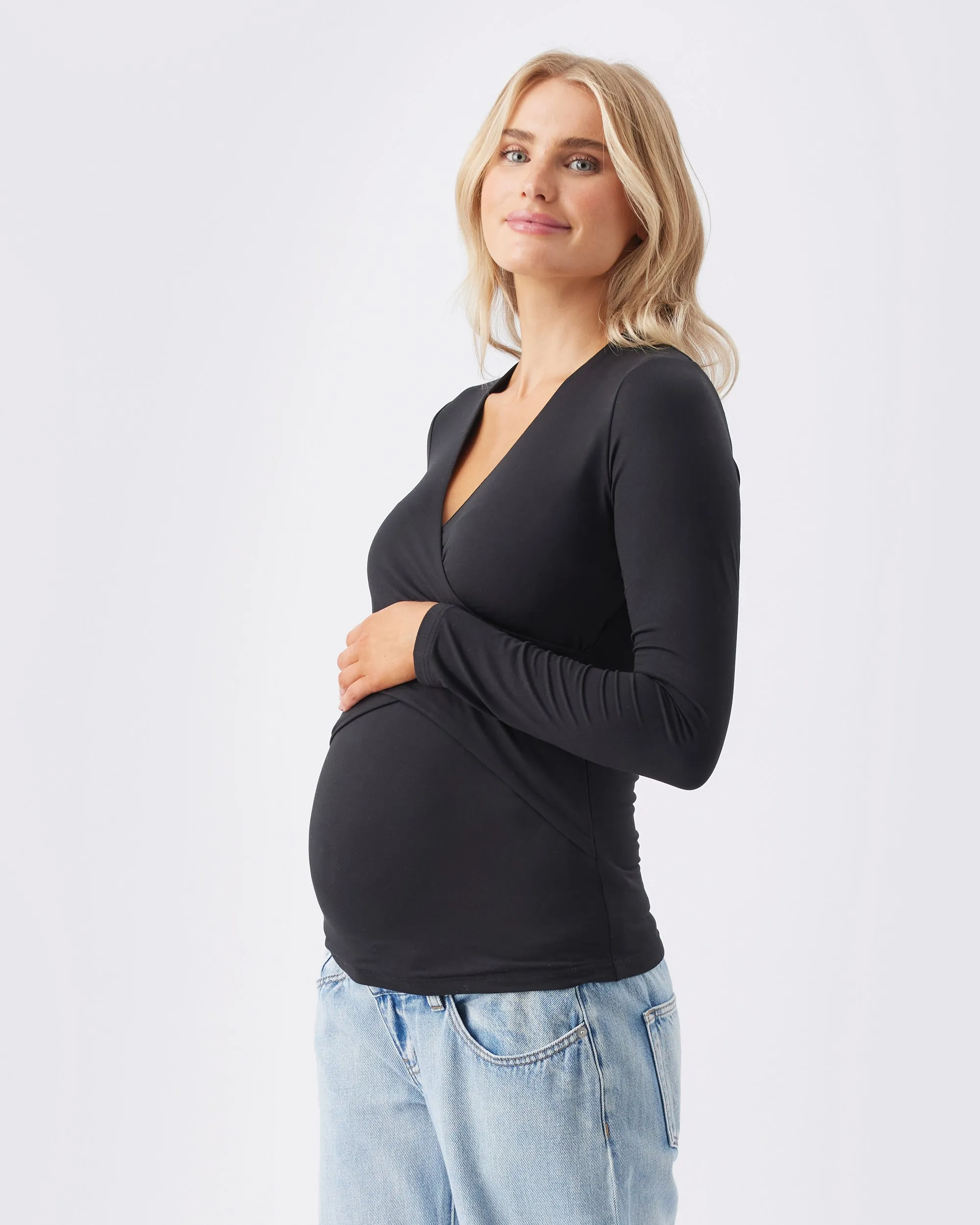 discreet feeding Luxe Knit Embrace Nursing Top Black