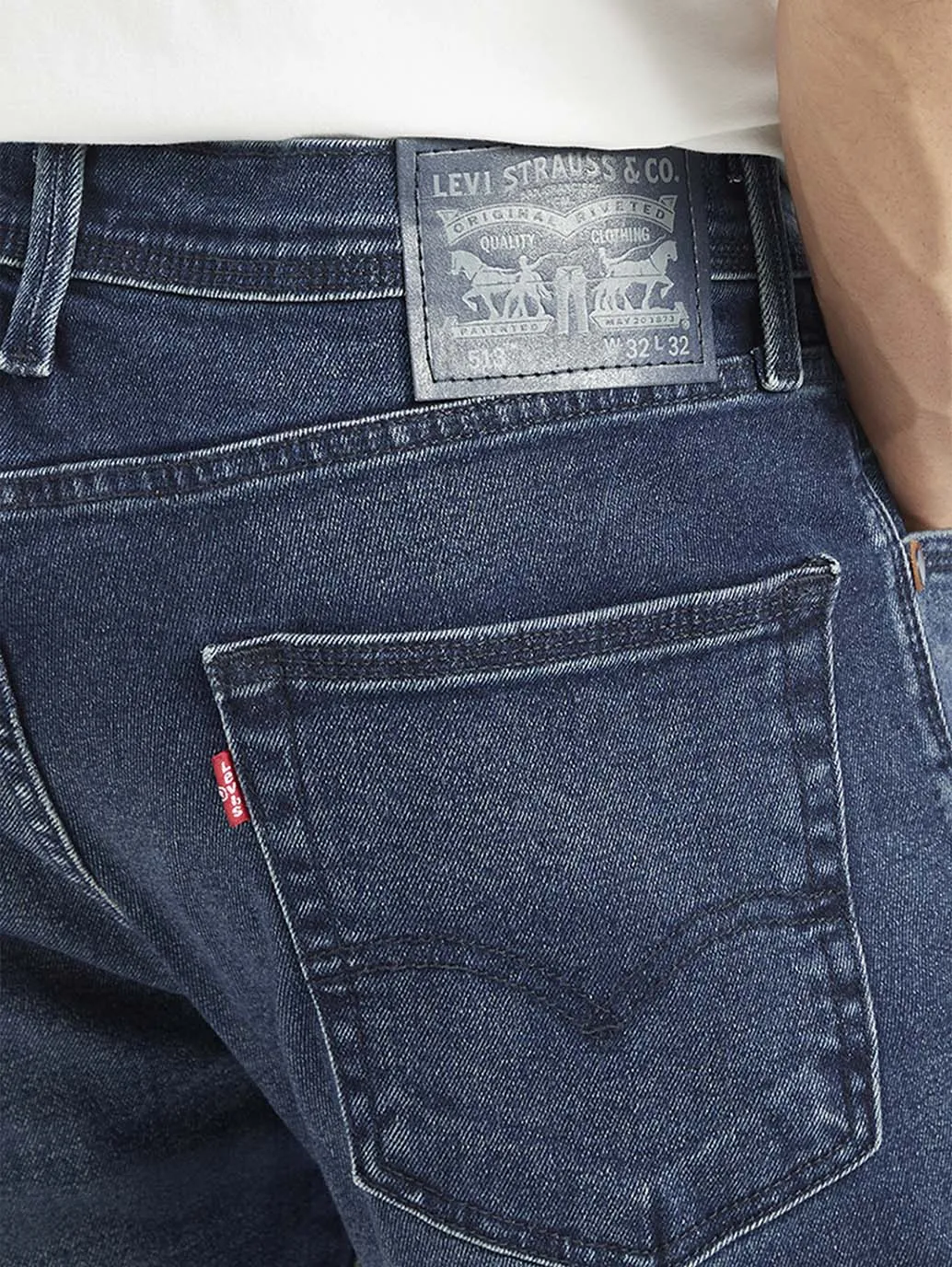 Men's 513 Blue Slim Straight Fit Mid Rise Jeans Style Daily Low Effort