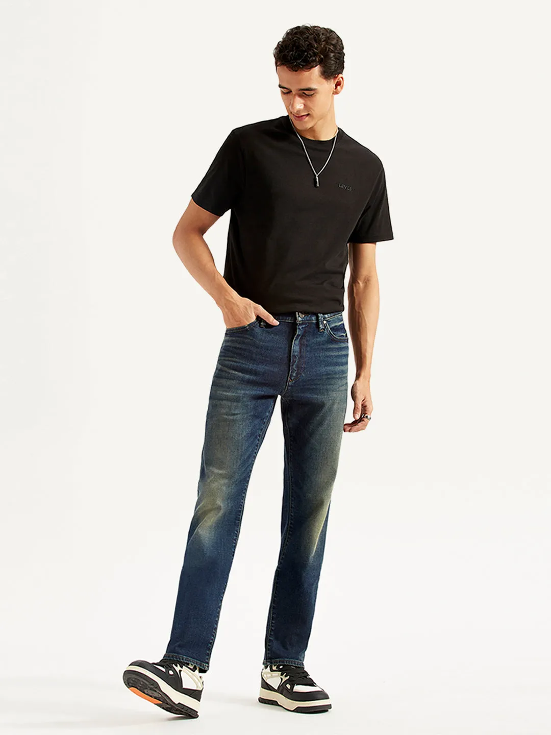 Men's Redloop 513 Slim Straight Fit Mid Rise Jeans Smooth Picnic Style Low Impact Dye