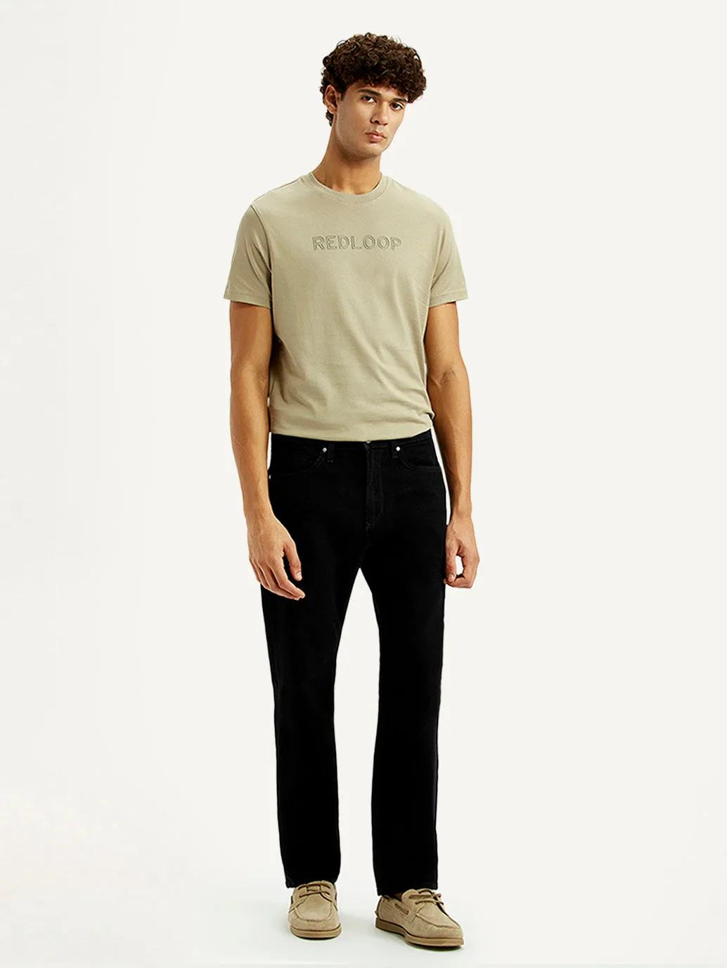 Multi Layer Knee Reinforcement Men's Redloop 505 Black Straight Fit Mid Rise Jeans