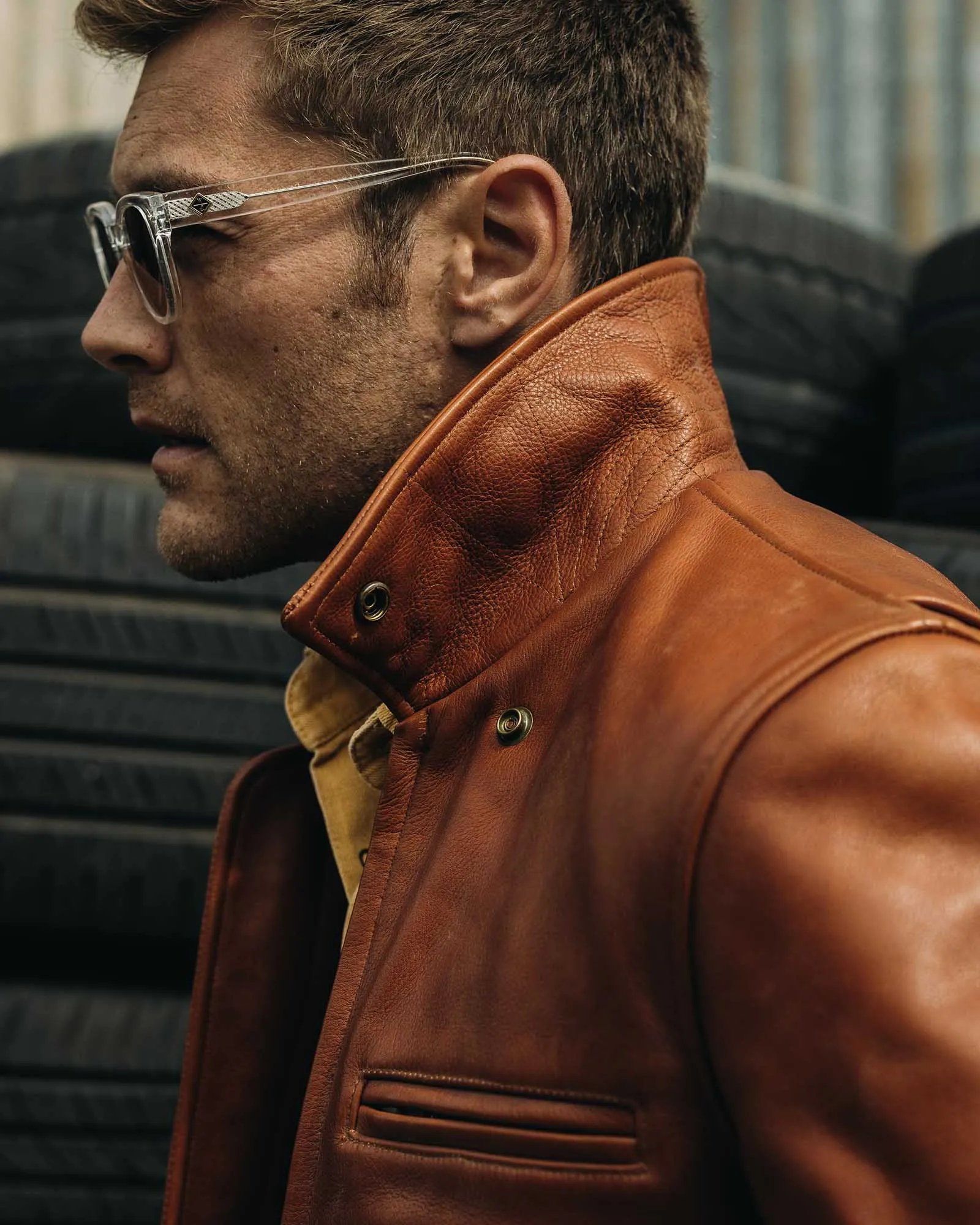 The Moto Jacket in Whiskey Steerhide Stylish Outer Layer Multipurpose Layering