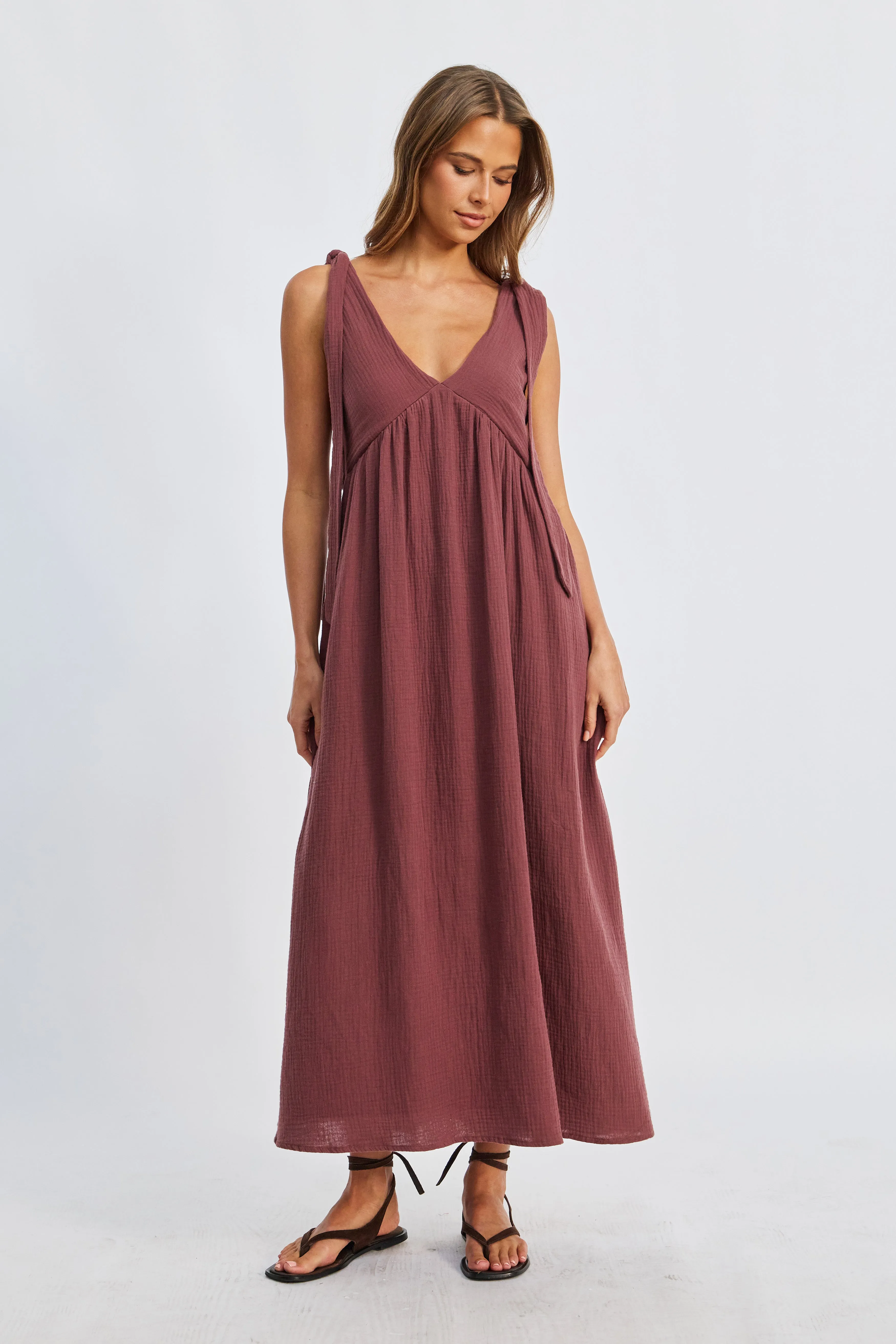 Mallorca Babydoll Midi Dress - Mulberry sleepwear for mom