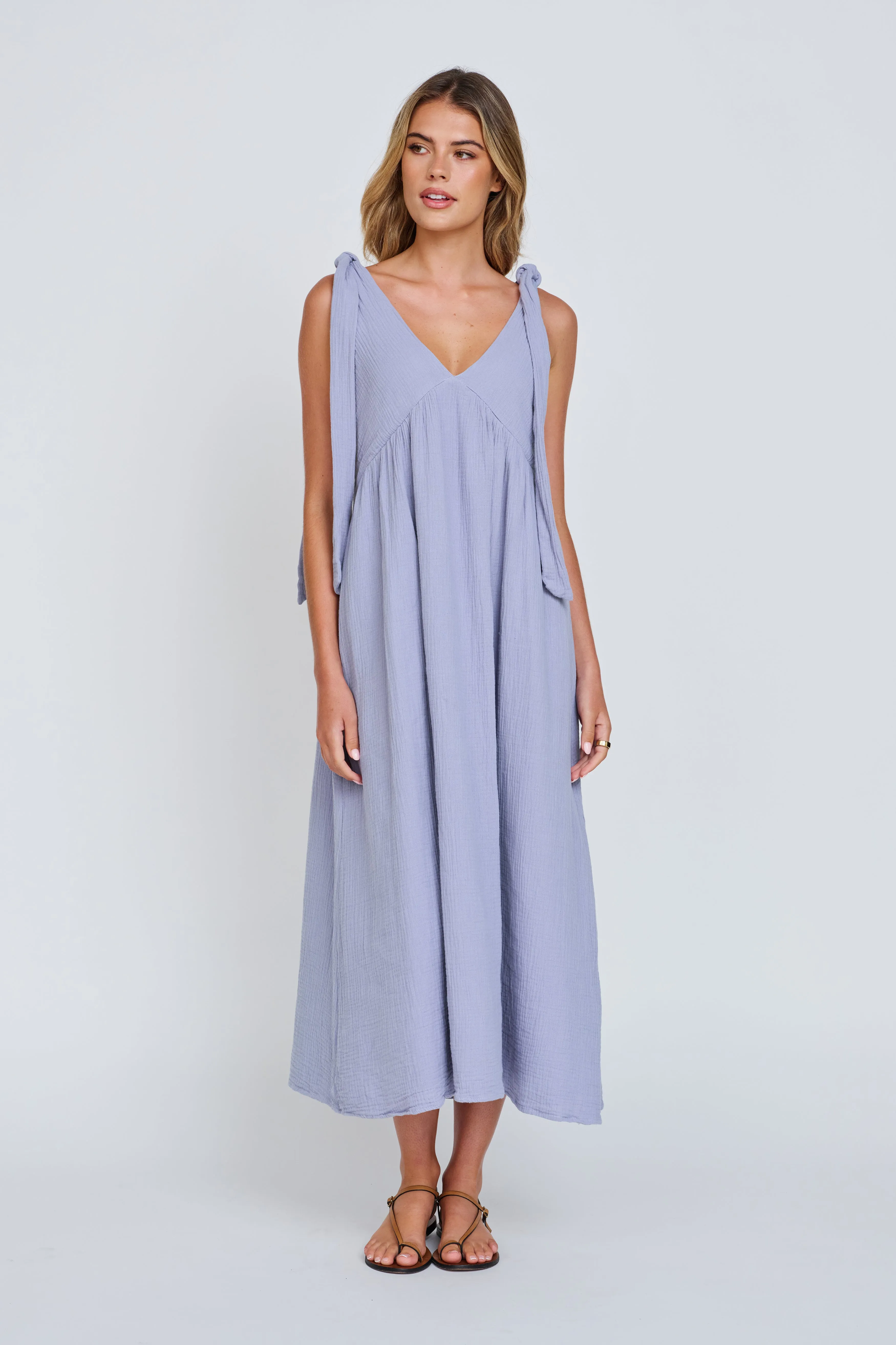 Mallorca Babydoll Midi Dress - Violet Blue maternity basics