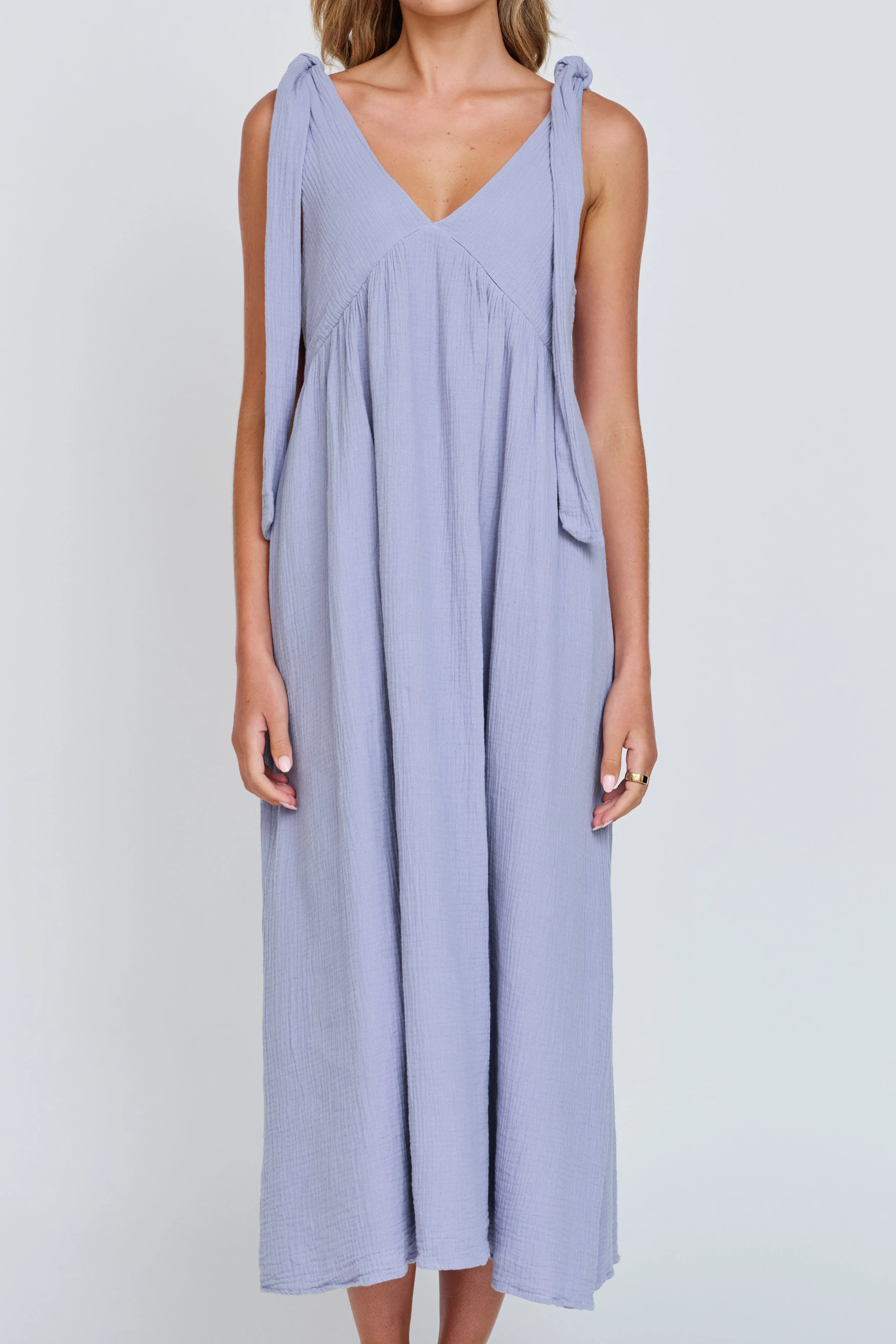 Mallorca Babydoll Midi Dress - Violet Blue baby wrapping