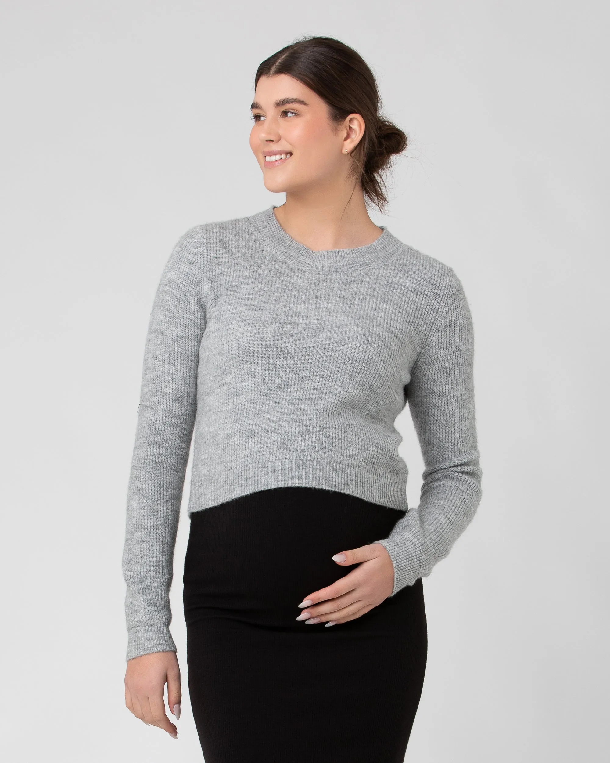 c-section recovery Mandy Detachable Nursing Knit Grey Marle