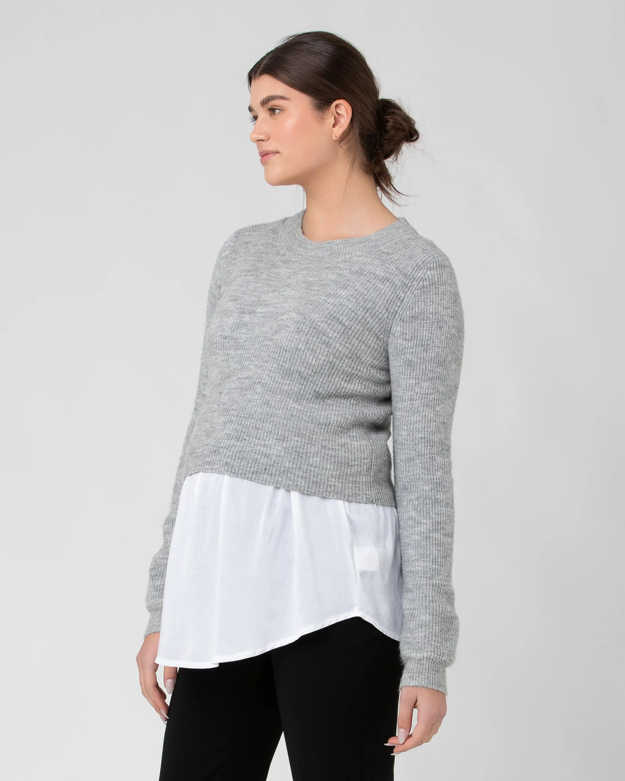 Mandy Detachable Nursing Knit Grey Marle maternity wear
