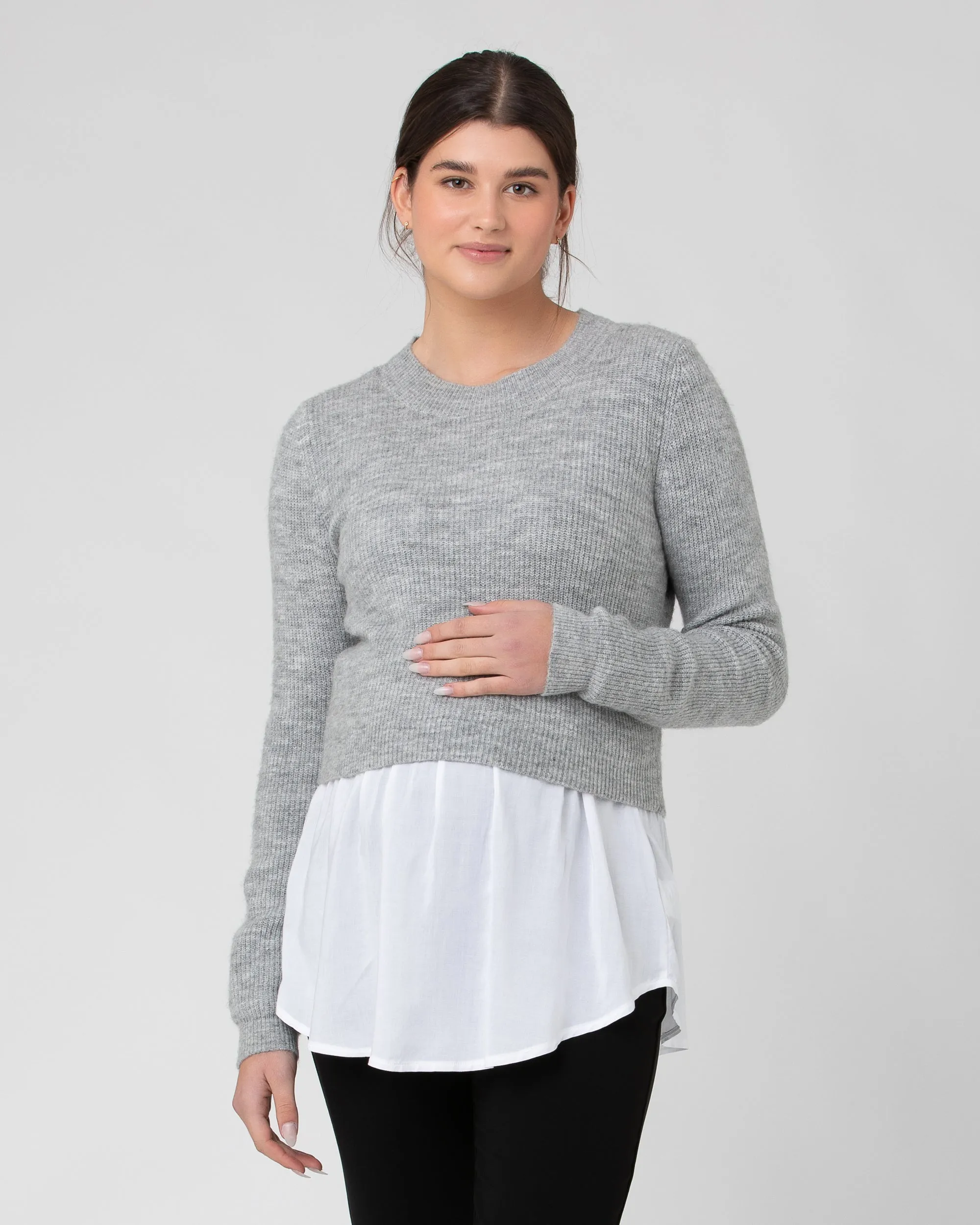 Nursing Tank Mandy Detachable Nursing Knit Grey Marle
