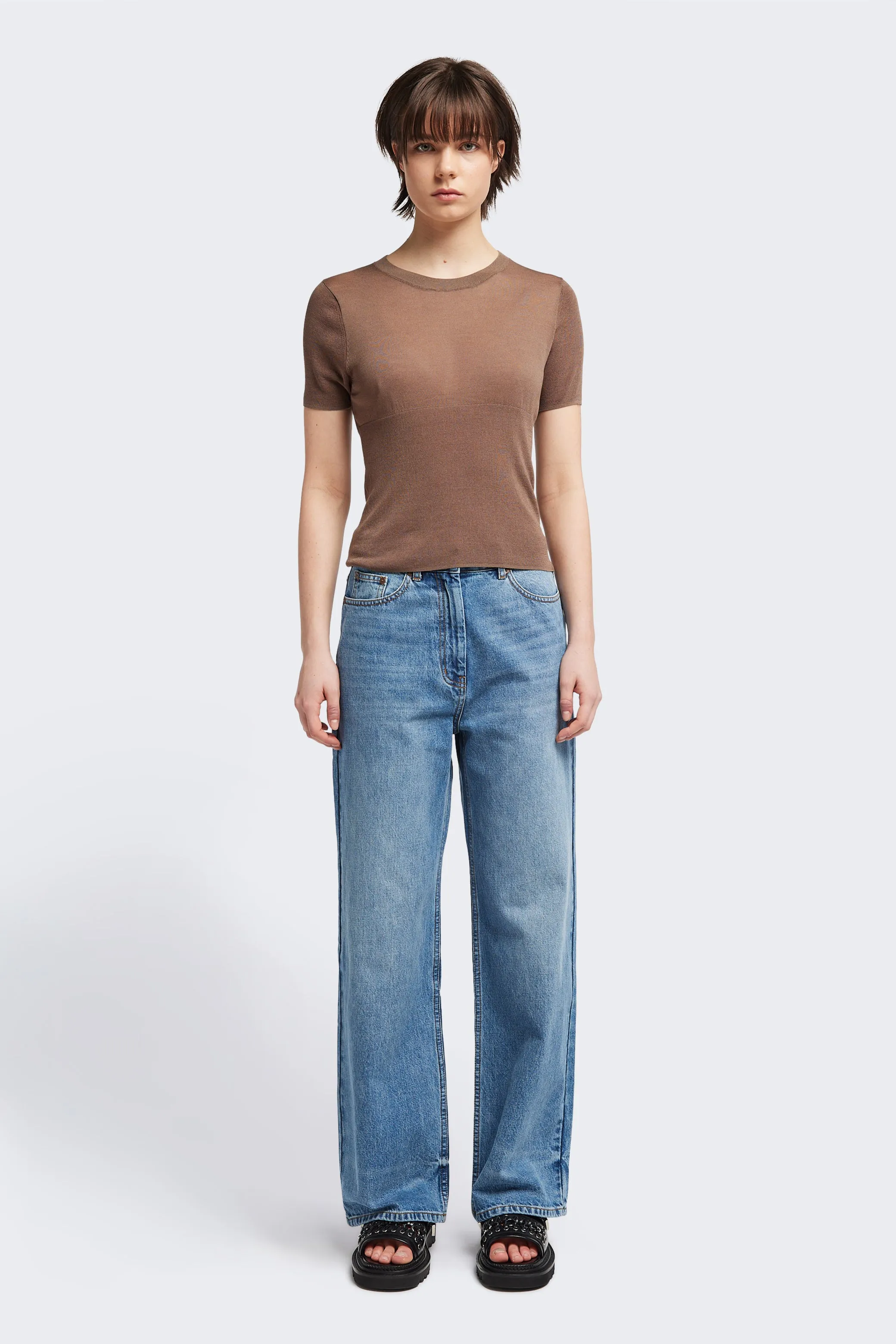 Break Knit Top Taupe Chill Weather