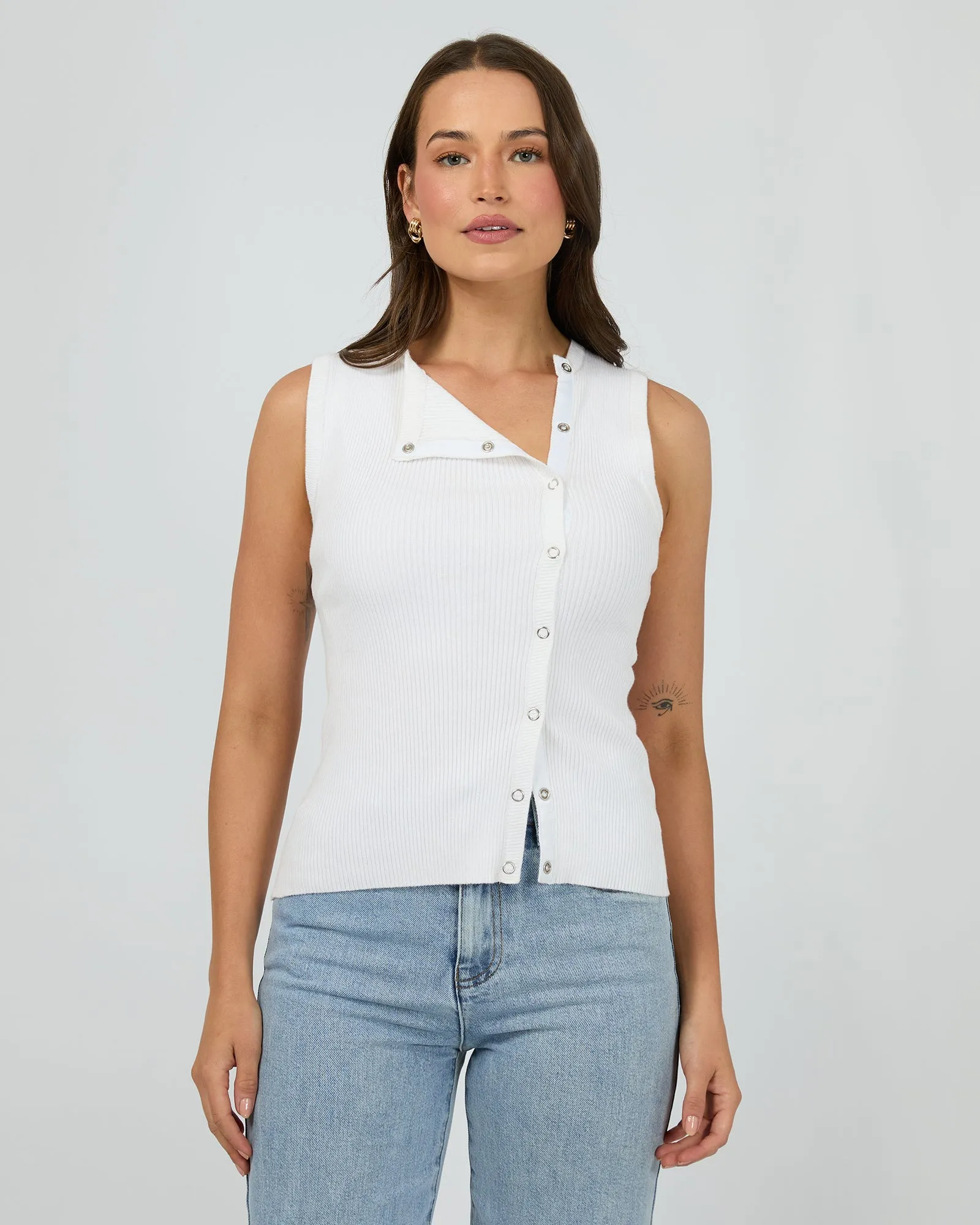 Sporty Vibe Marleigh Knit Tank White