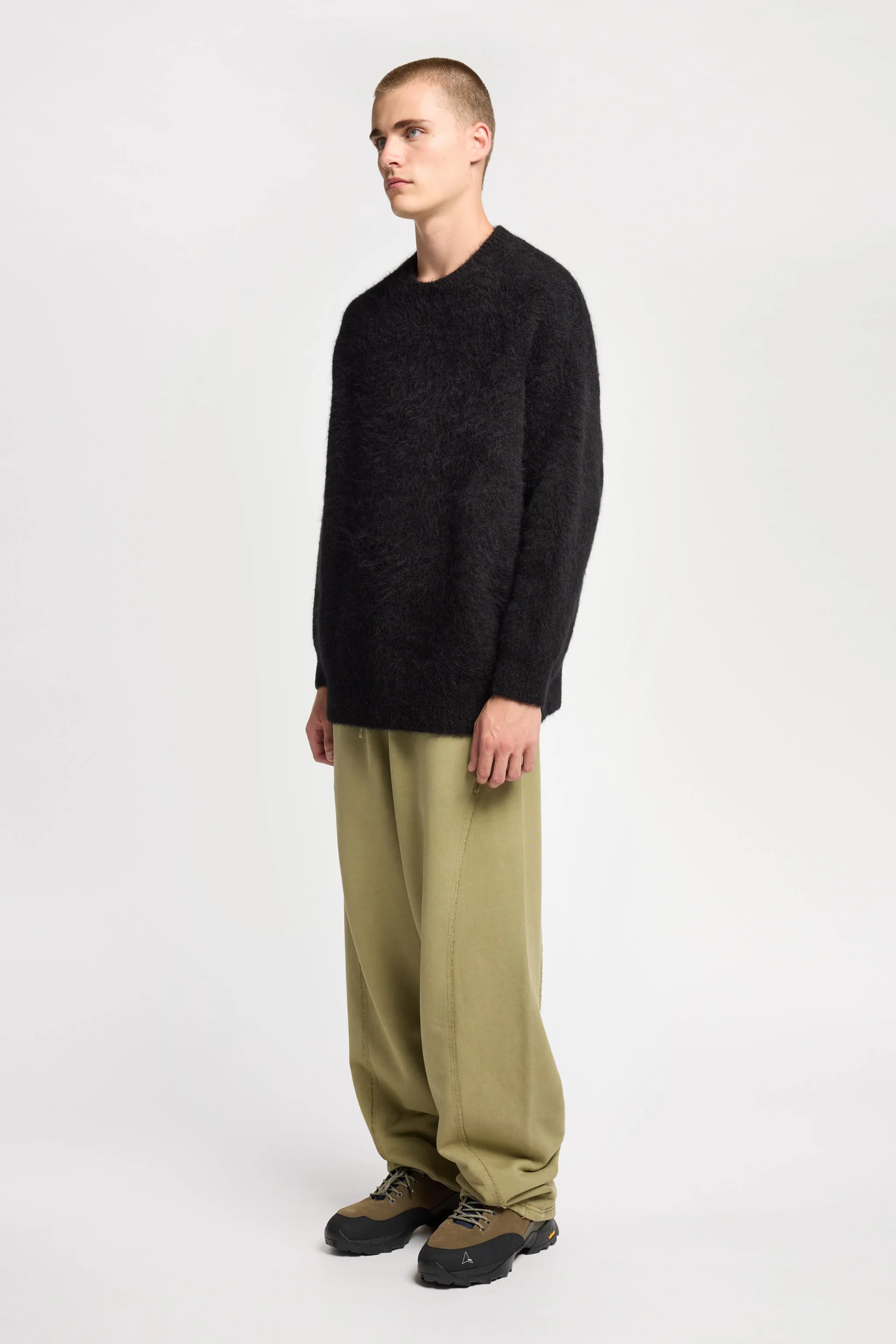 Relaxed Cut Stylish Drape Marlin Sweater Black