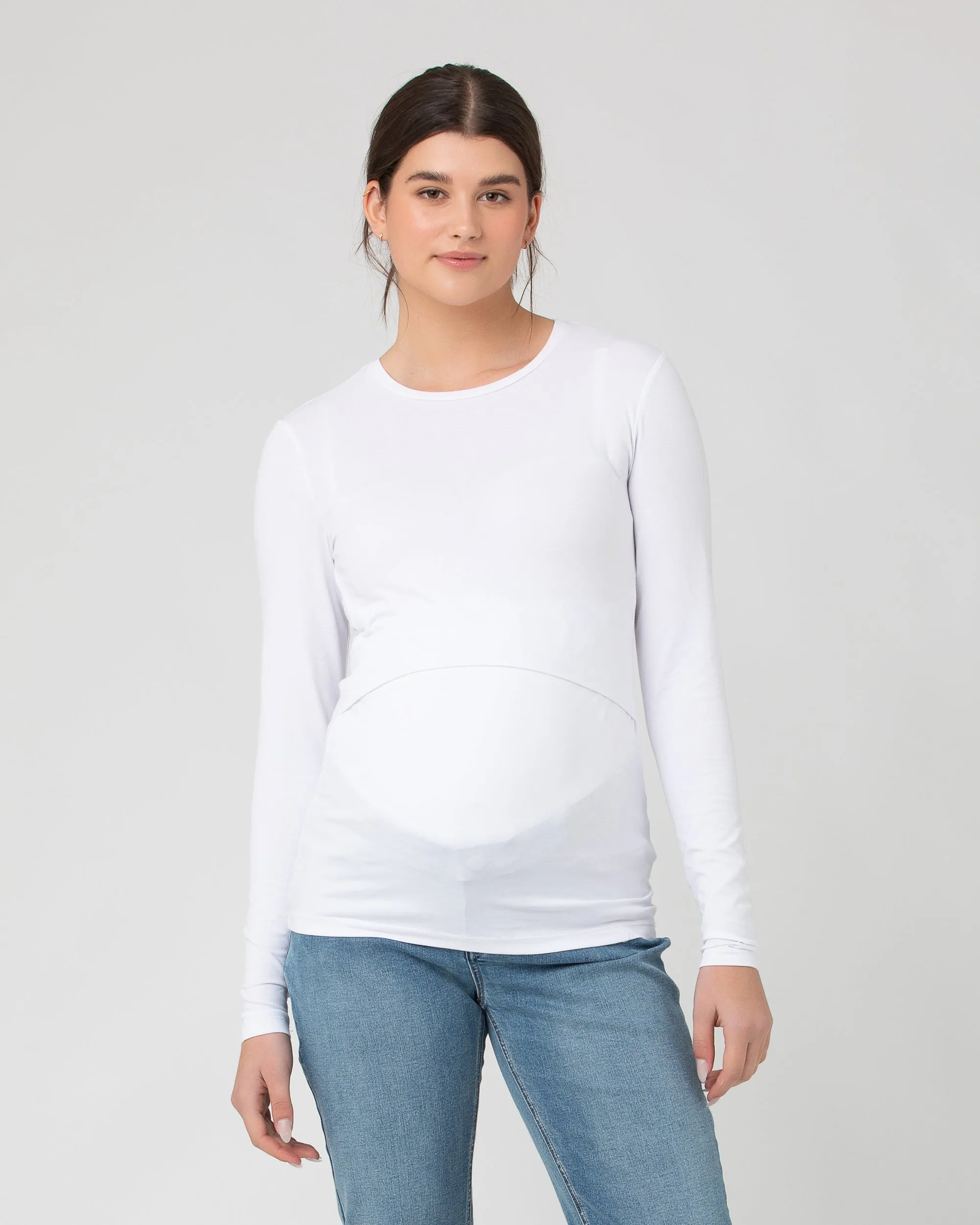 active mom Org Cotton Nursing Top. White