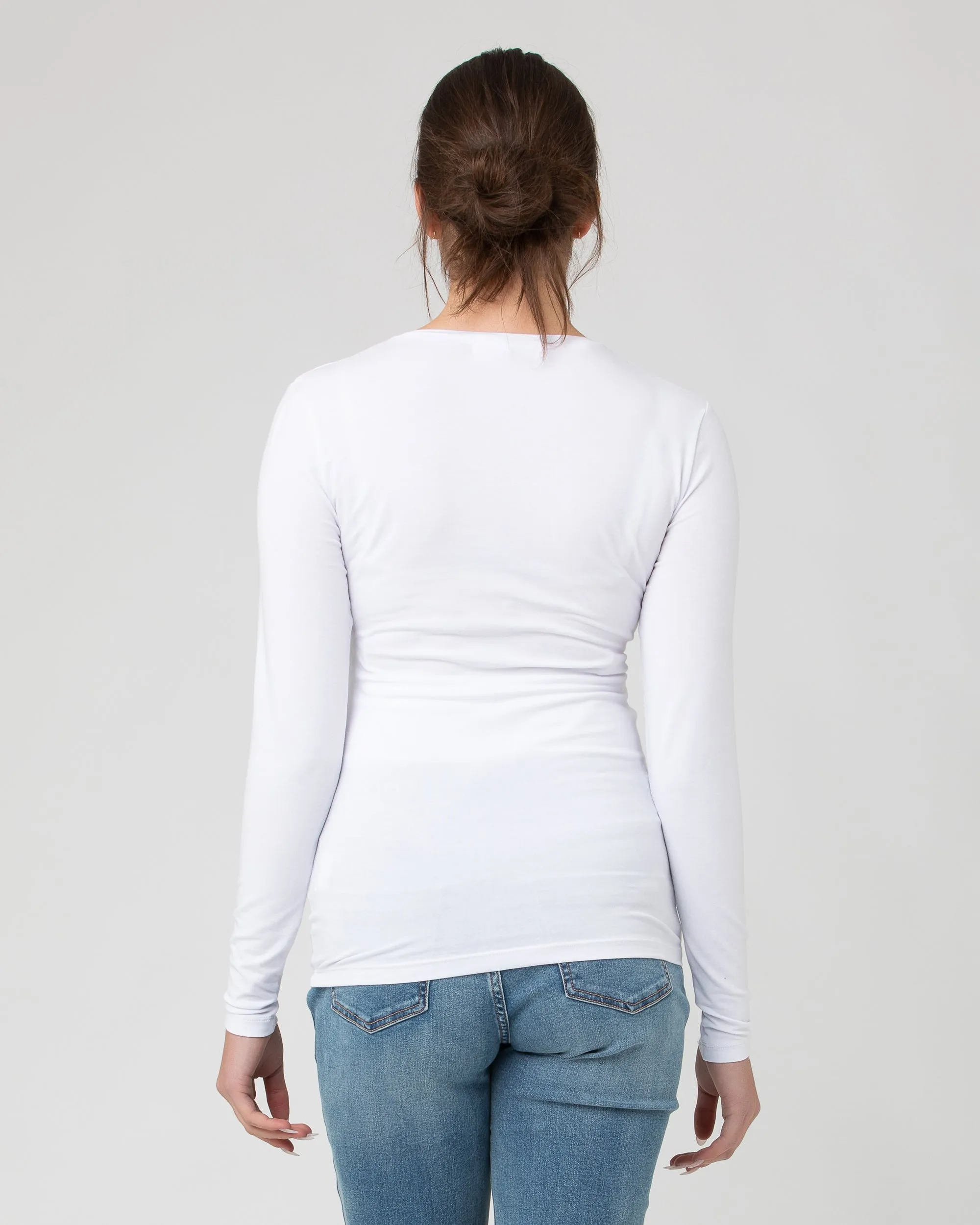 Org Cotton Nursing Top. White Wrap Design