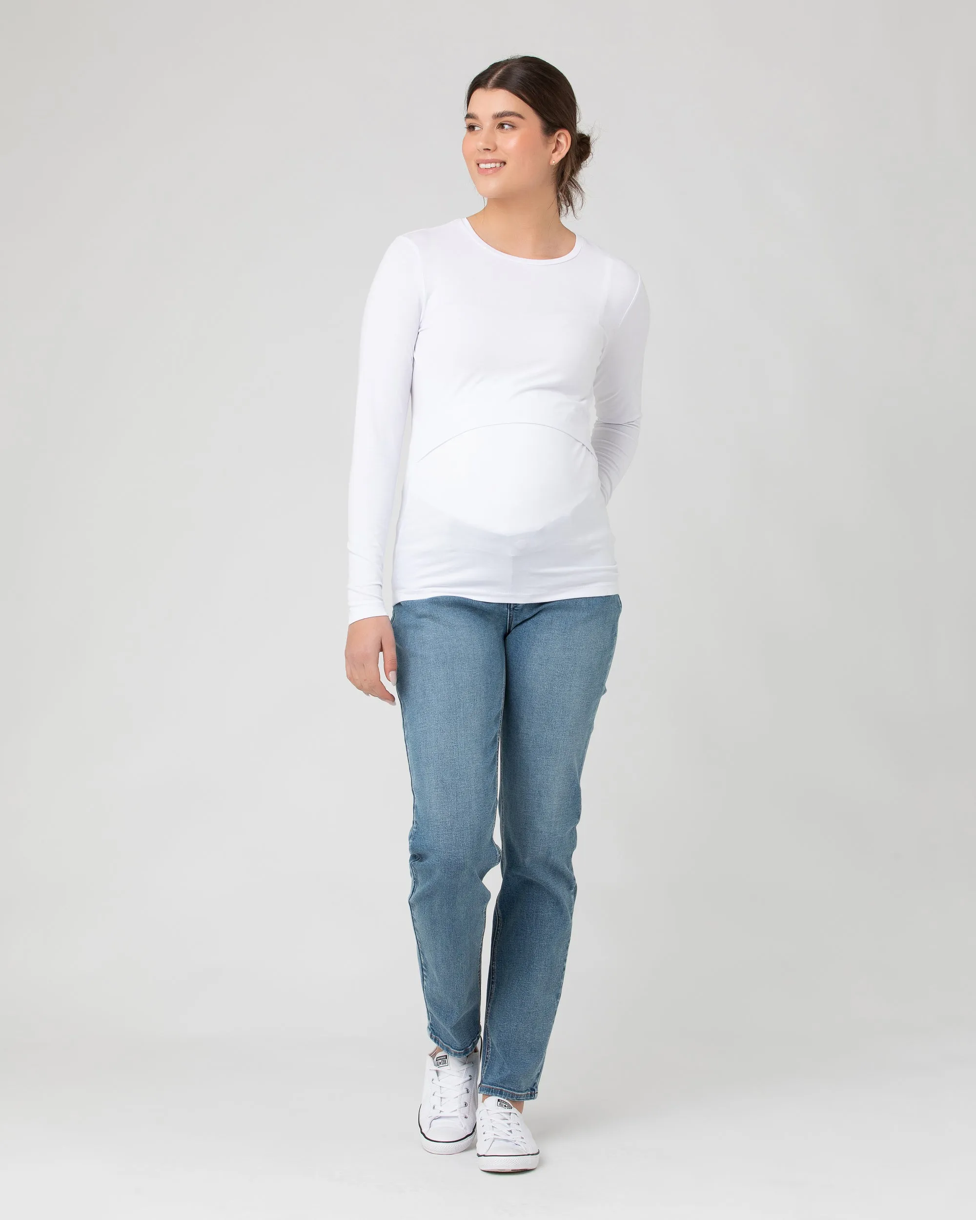 Org Cotton Nursing Top. White maternity basics High Waist