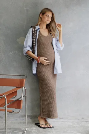 maternity hoodie Camilla Textured Bodycon Dress - Mocha