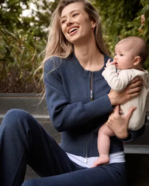 Delta Zip Through Knit Denim Marle newborn ready Office Wear